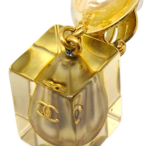 Chanel CC Logos Artificial Pearl Dangle Earrings Clip-On 97P 112500 - Picture 2 of 4